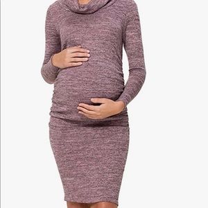HELLO MIZ Women's Sweater Knit Maternity Dress - Cowl Neck, Long Sleeve